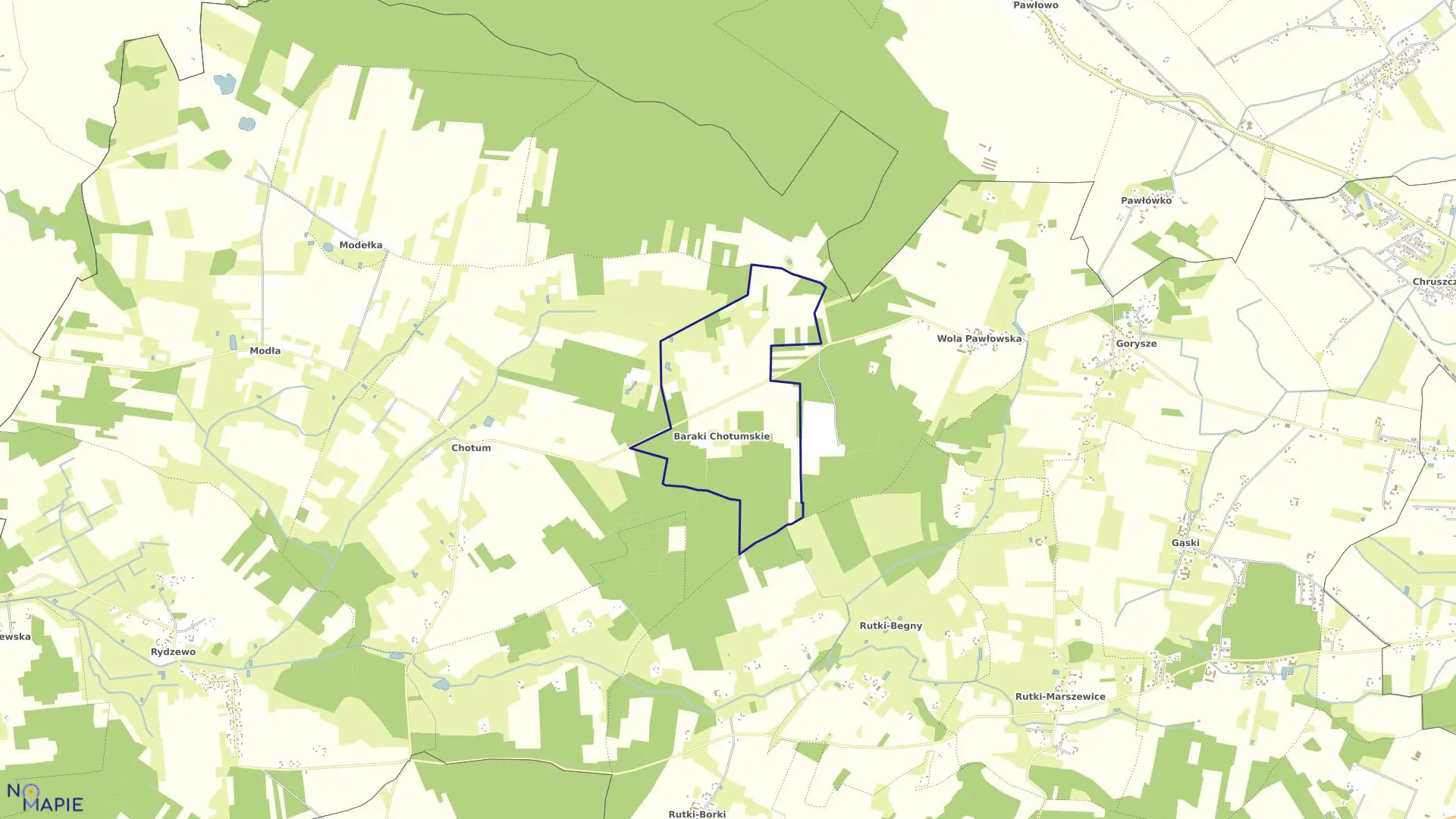 Mapa obrębu BARAKI CHOTUMSKIE w gminie Ciechanów