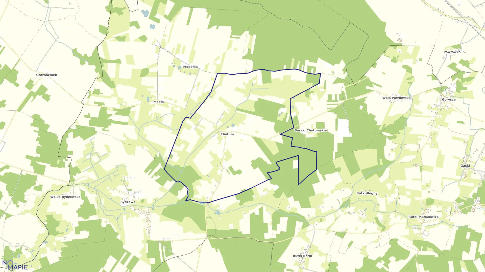 Mapa obrębu CHOTUM w gminie Ciechanów