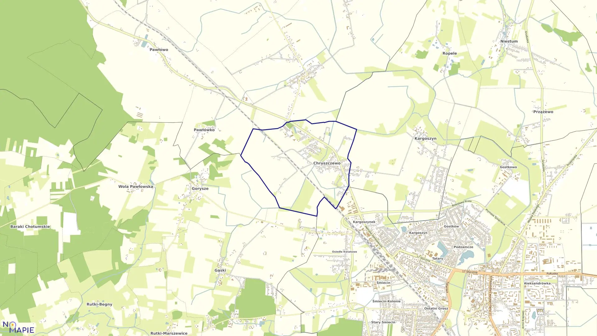Mapa obrębu CHRUSZCZEWO w gminie Ciechanów