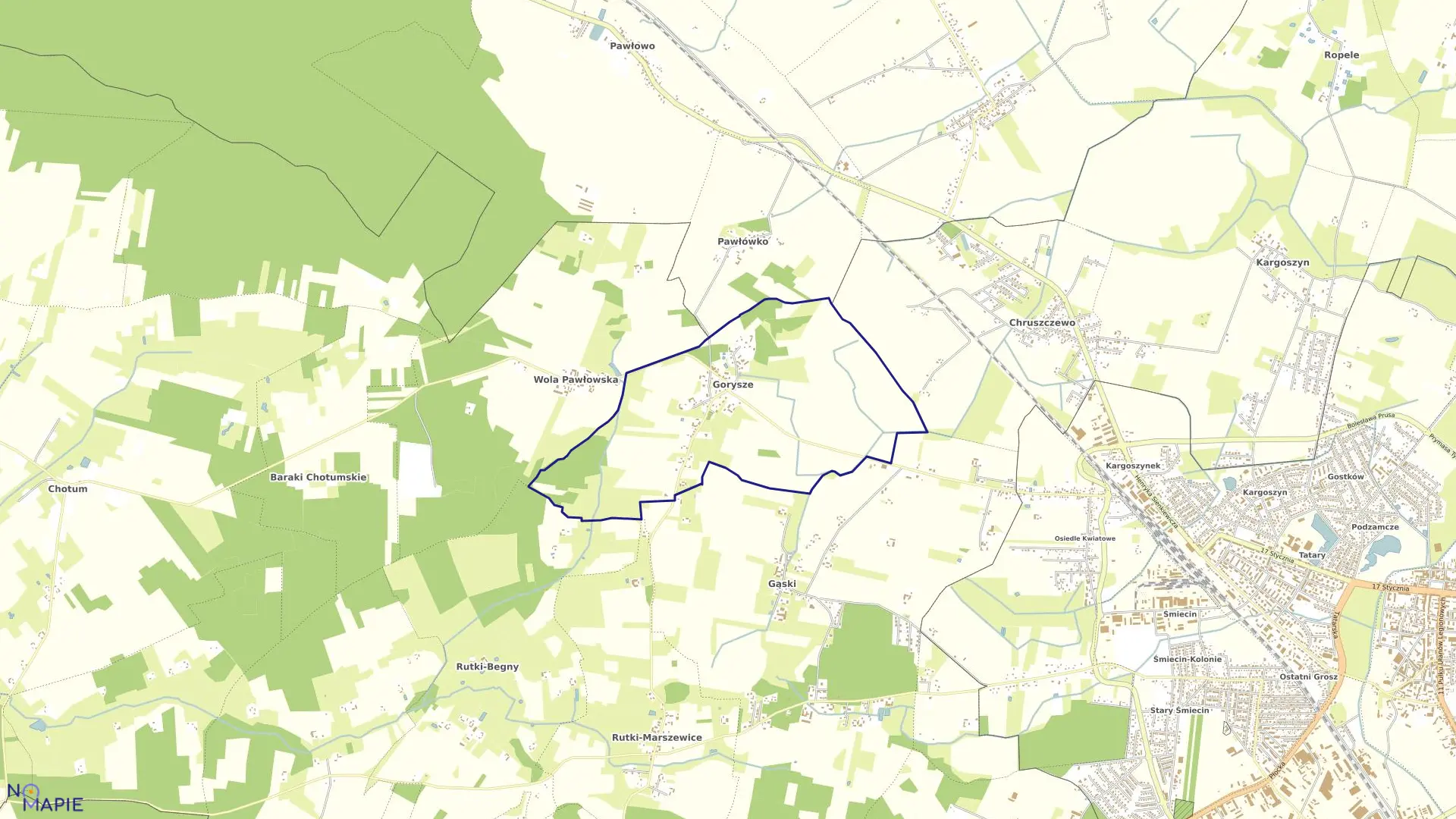 Mapa obrębu GORYSZE w gminie Ciechanów