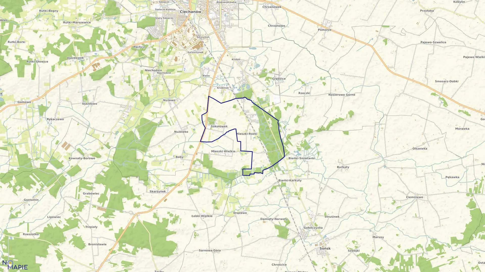 Mapa obrębu MIESZKI RÓŻKI w gminie Ciechanów