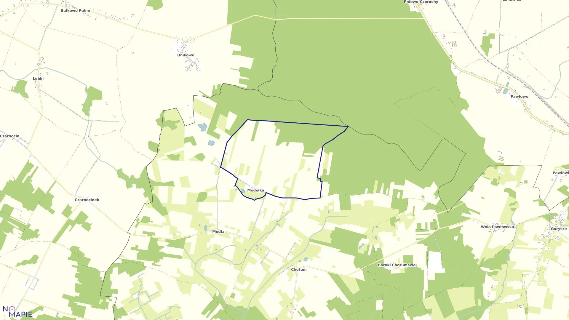 Mapa obrębu MODEŁKA w gminie Ciechanów