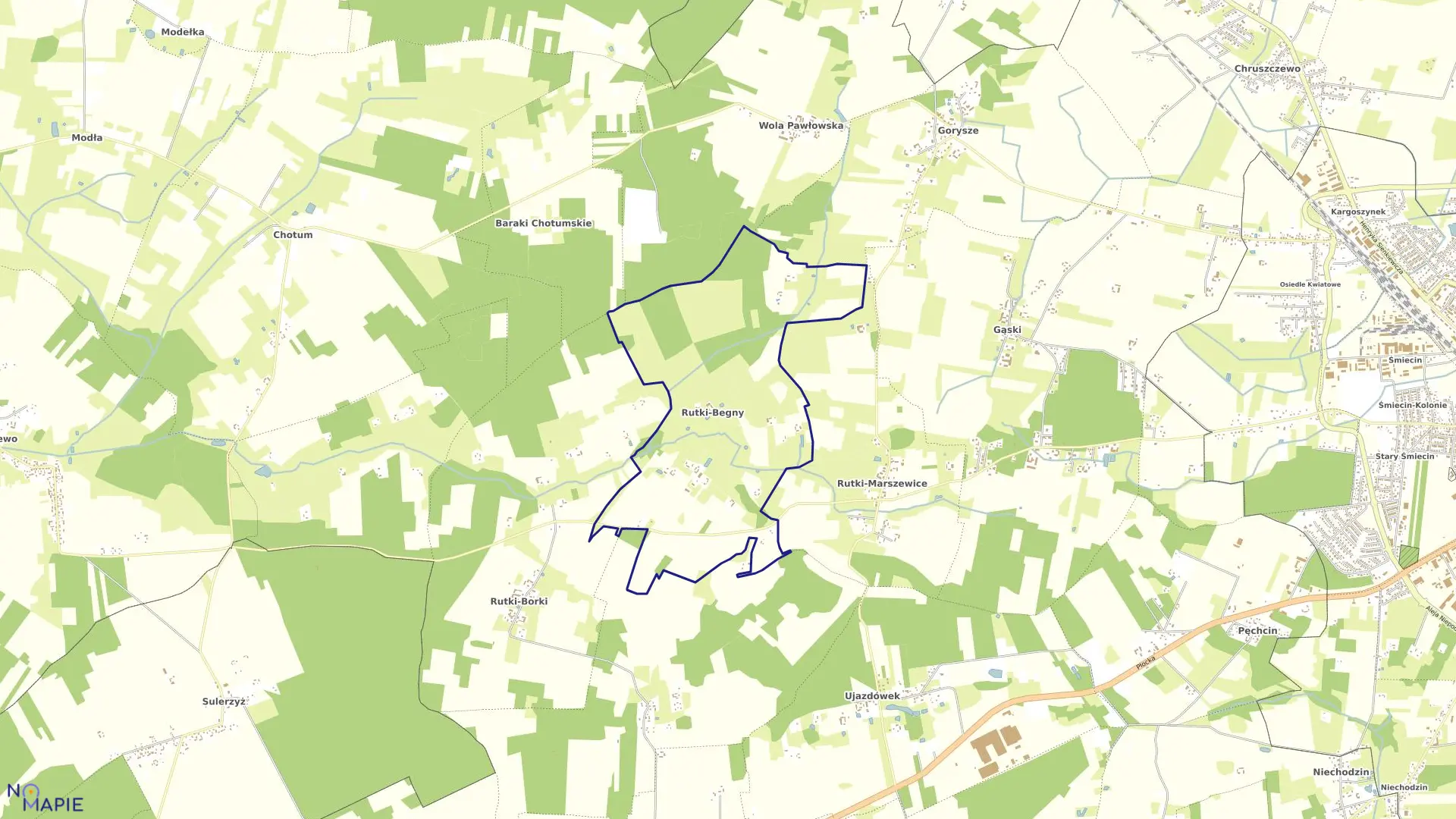 Mapa obrębu RUTKI BEGNY w gminie Ciechanów