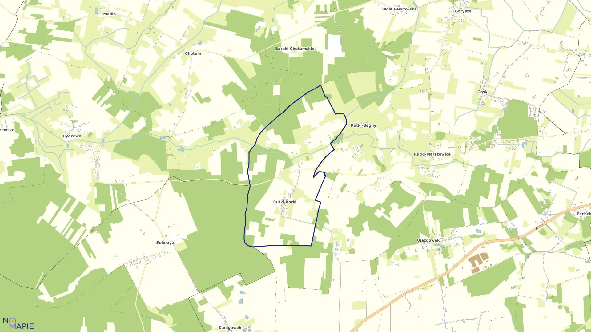 Mapa obrębu RUTKI BORKI w gminie Ciechanów