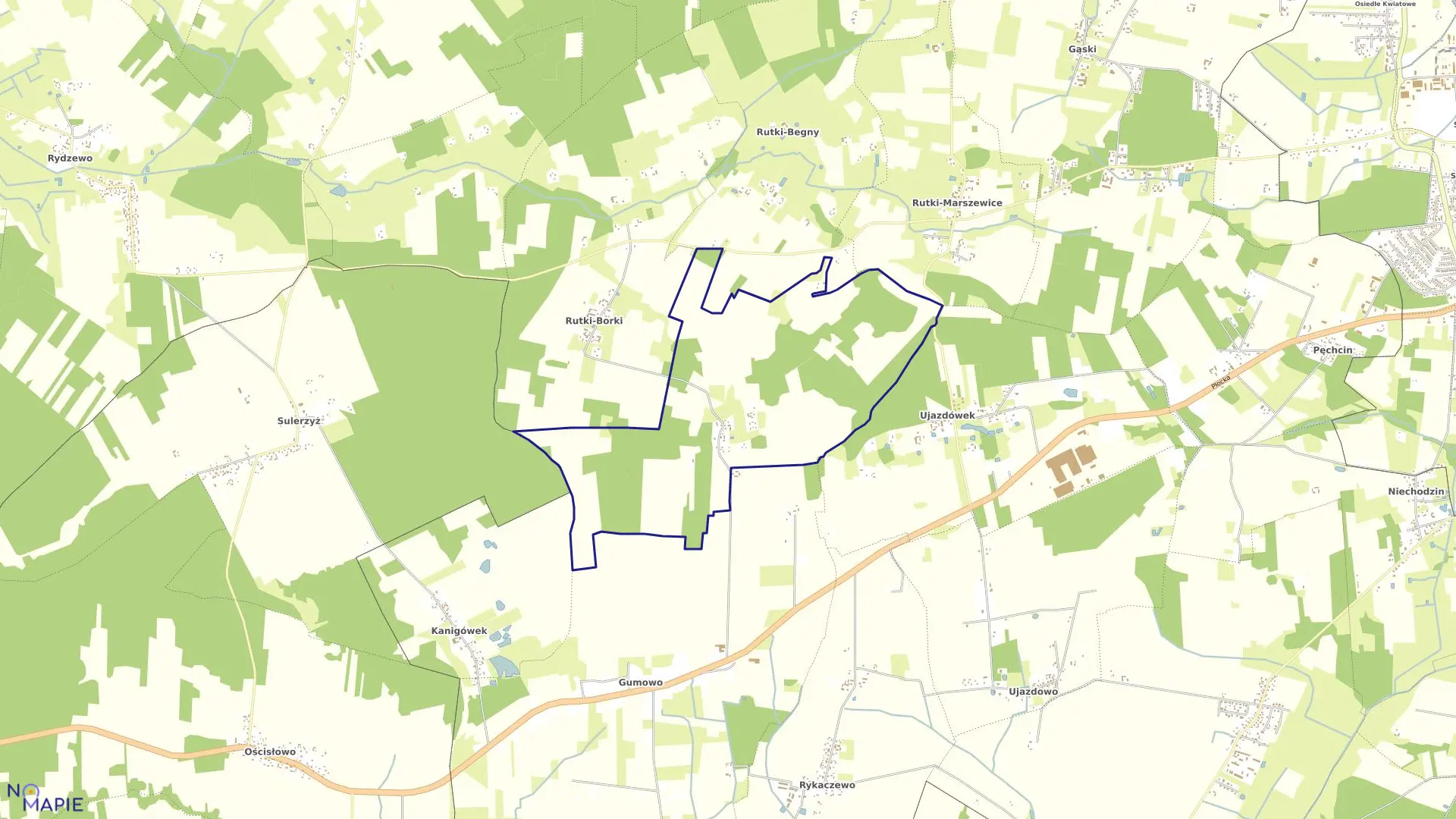 Mapa obrębu RUTKI GŁOWICE w gminie Ciechanów