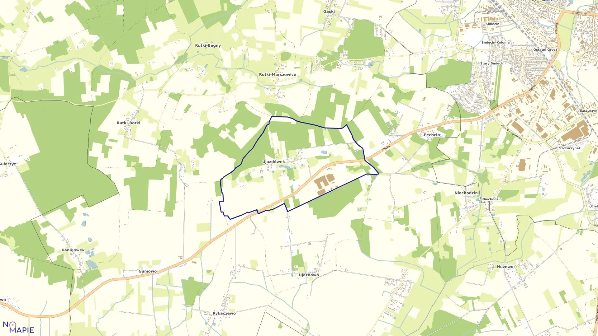 Mapa obrębu UJAZDÓWEK w gminie Ciechanów